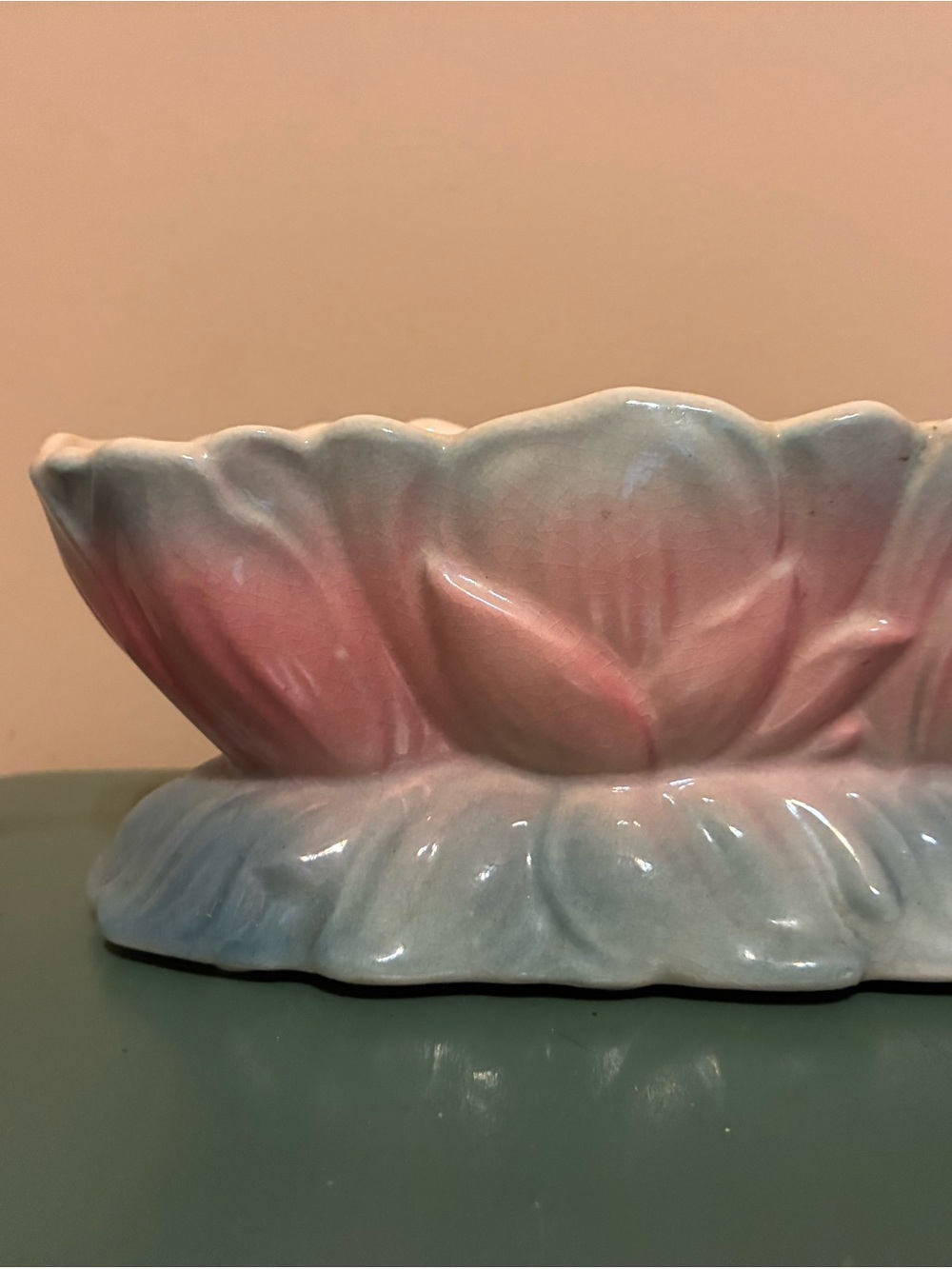 Handcrafted Ceramic Lotus Planter/Vase in Pink and Cream